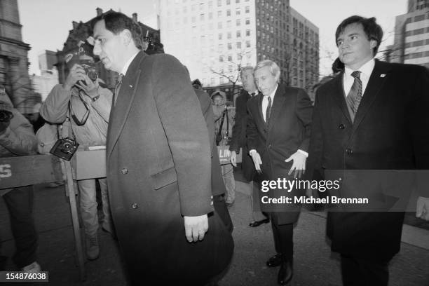 American stock trader Ivan Boesky arrives at the Manhattan Federal Court, New York City, charged with insider trading, December 1987. He received a...