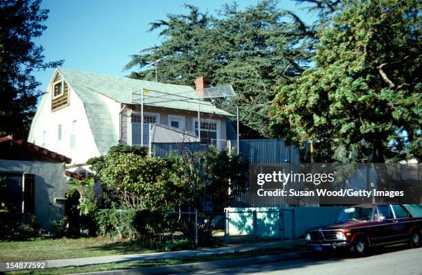 Exterior view of architect Frank Gehry's self-designed home, Santa Monica, California, January 1980.