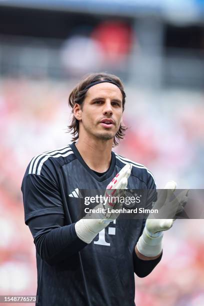 Yann Sommer during the team presentation of FC Bayern Muenchen at Allianz Arena on July 23, 2023 in Munich, Germany.