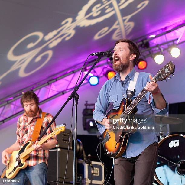 Roger Dabbs and Matt Pelham of The Features perform during the 2012 Voodoo Experience at City Park on October 27, 2012 in New Orleans, Louisiana.