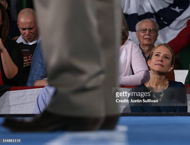 Janna Ryan, wife of Republican vice presidential candidate U.S. Sen. Paul Ryan , look on as he speaks during a campaign rally at the Celina...