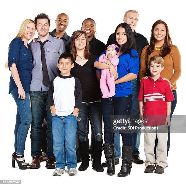 large diverse group of people, full body, isolated on white - man full body isolated stock pictures, royalty-free photos & images