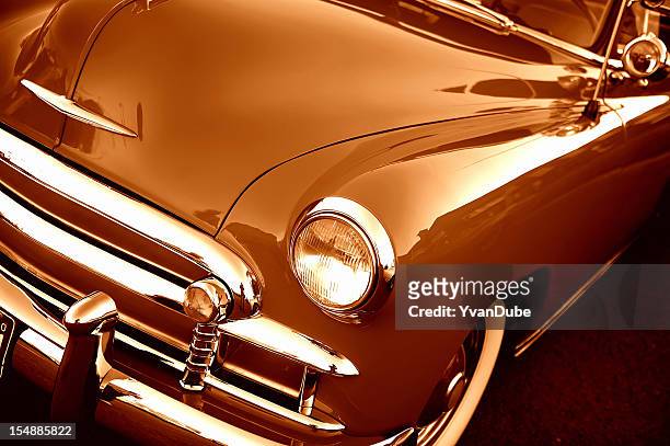 detail close-up on retro car - classic car restoration stockfoto's en -beelden