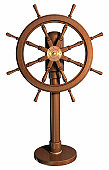 An illustration of a boat wheel made of wood