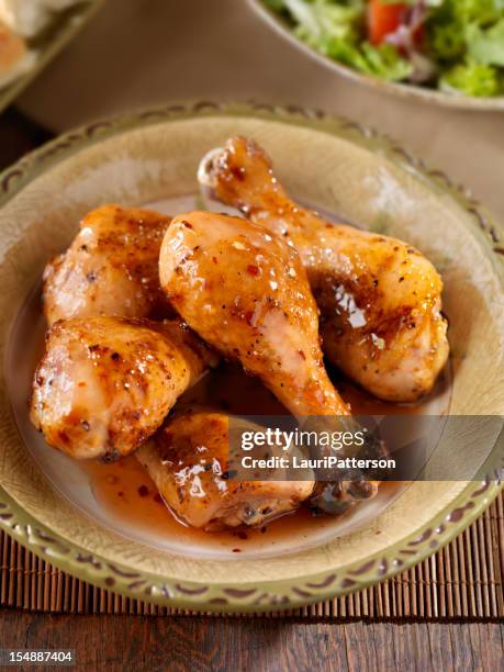 glazed chicken drumsticks - braised stock pictures, royalty-free photos & images