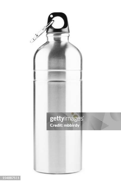 stainless steel thermos bottle, isolated on white, clipping path - flask stock pictures, royalty-free photos & images