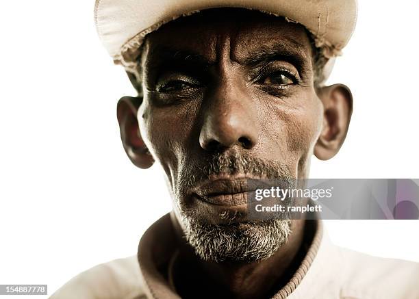 quirky mature african man - isolated on white - ondergewicht stockfoto's en -beelden