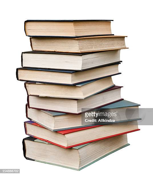 stack of hardcover books isolated - pile of books white background stockfoto's en -beelden