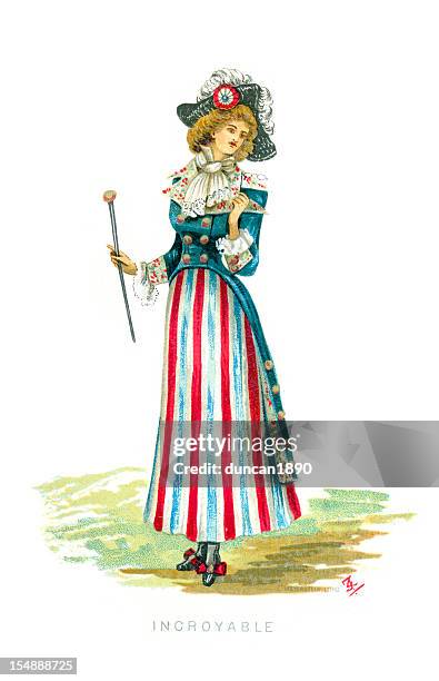 stockillustraties, clipart, cartoons en iconen met incroyable victorian fancy dress costume - franse revolutie