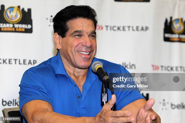 Actor/bodybuilder Lou Ferrigno speaks during the Wizard World Austin Comic Con at the Austin Convention Center on October 28, 2012 in Austin, Texas.
