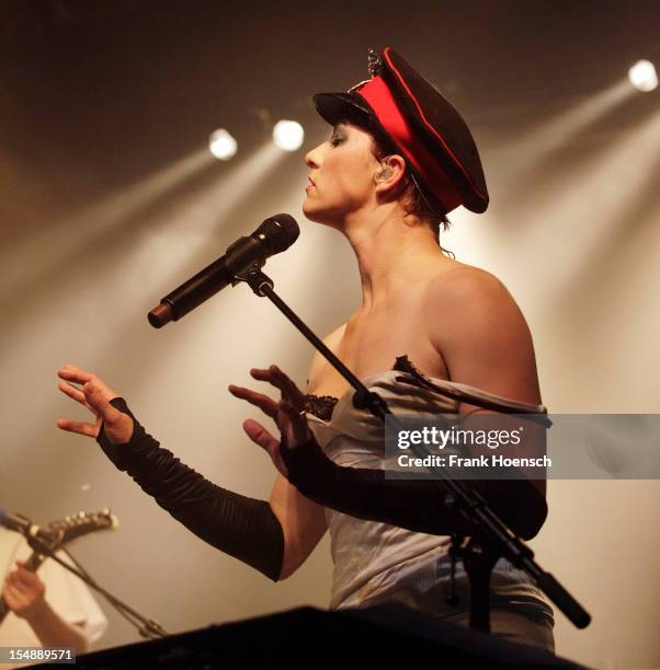 American singer Amanda Palmer performs live during a concert at the C-Club on October 28, 2012 in Berlin, Germany.