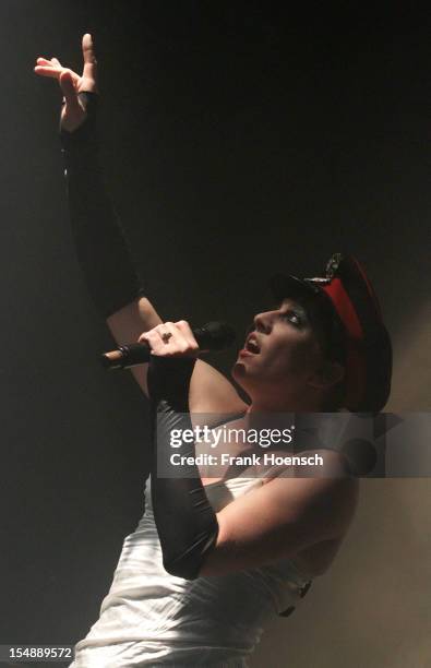 American singer Amanda Palmer performs live during a concert at the C-Club on October 28, 2012 in Berlin, Germany.