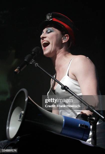 American singer Amanda Palmer performs live during a concert at the C-Club on October 28, 2012 in Berlin, Germany.