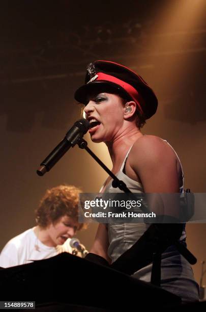 American singer Amanda Palmer performs live during a concert at the C-Club on October 28, 2012 in Berlin, Germany.