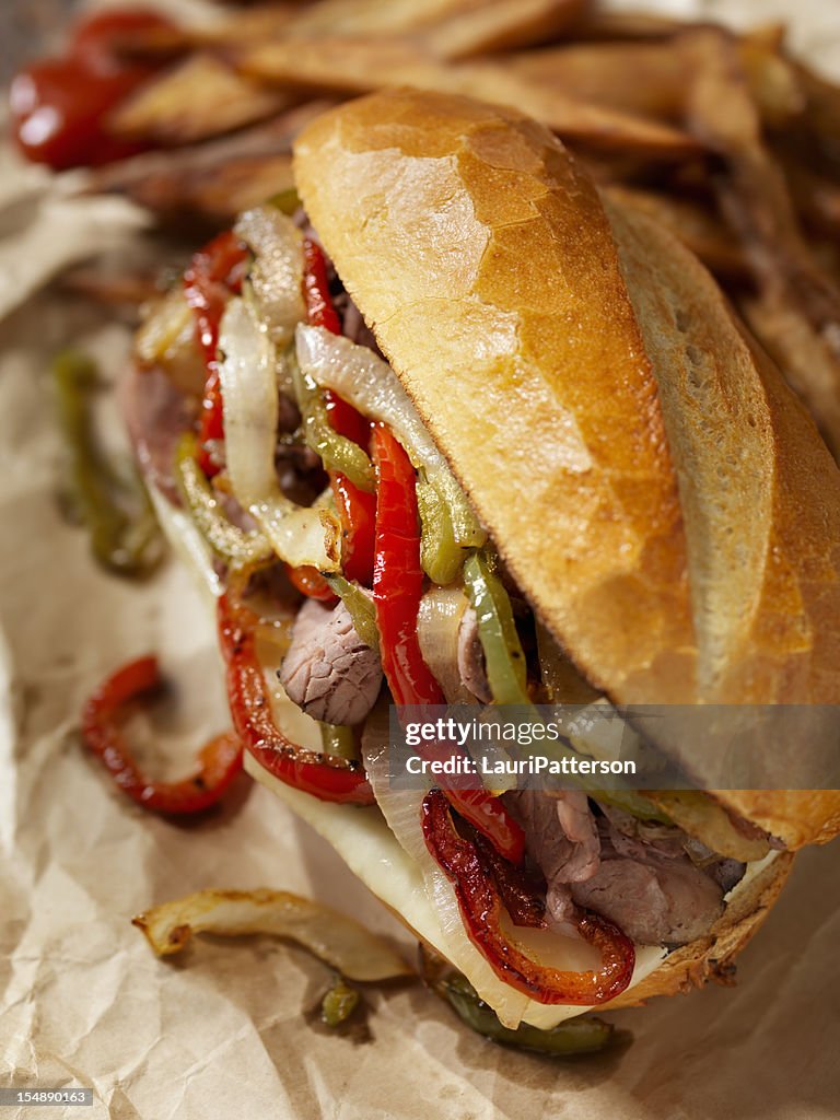 Philly Prime Rib Sandwich with Roasted Peppers