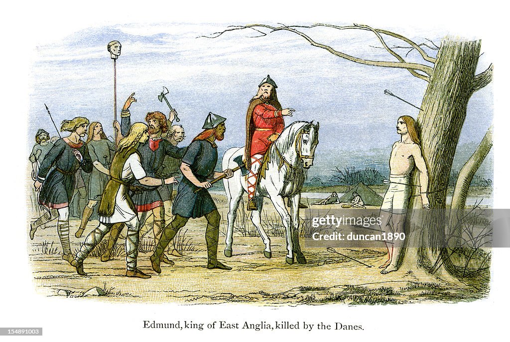 Edmund cama King de este Anglia asesinados por los daneses