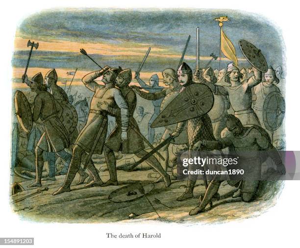 the death of king harold - harold harefoot stock illustrations