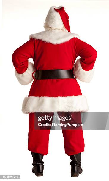 santa's back! santa claus, isolated on white. - father christmas stock pictures, royalty-free photos & images