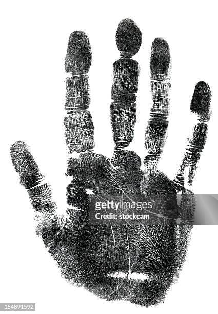 palm of hand ink print - handprint stock pictures, royalty-free photos & images
