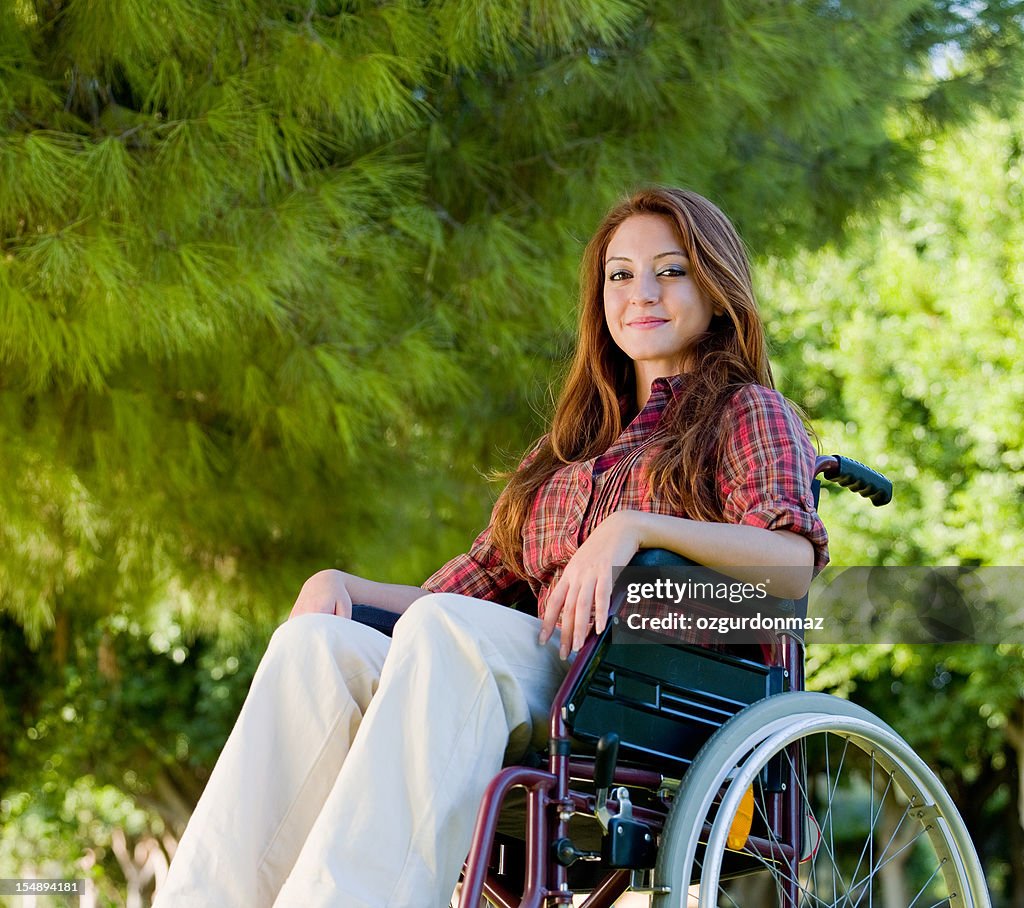 Young woman on wheelchair
