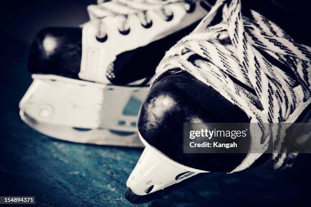 hockey skates - ice skate close up stock pictures, royalty-free photos & images