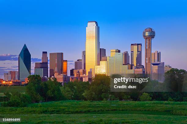 dallas texas city skyline panorama cityscape late afternoon - dallas tx stock pictures, royalty-free photos & images