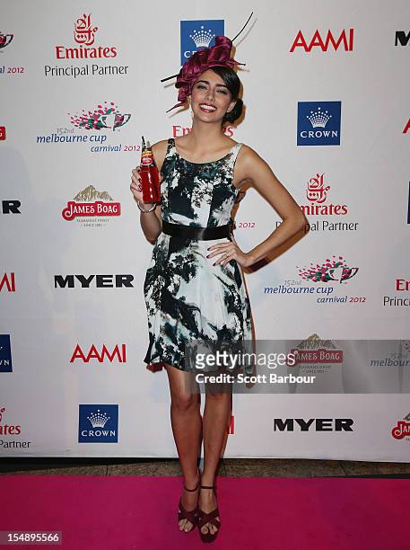Samantha Downie attends the The 2012 Melbourne Cup Carnival Launch at Crown Palladium on October 29, 2012 in Melbourne, Australia.