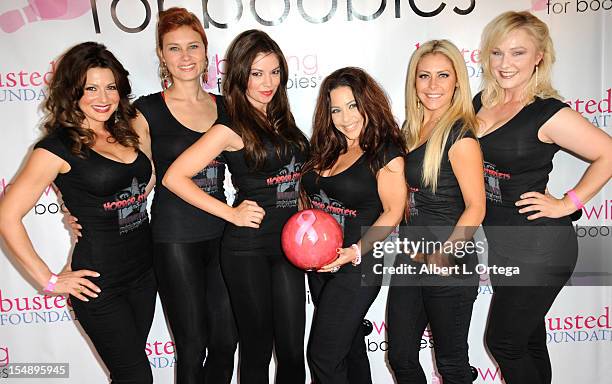 Actresses Cerina Vincent, Kristina Klebe, Carlee Baker, Brooke Lewis, Allison Kyler and Natalie Victoria participate in Busted Foundation's "Bowling...