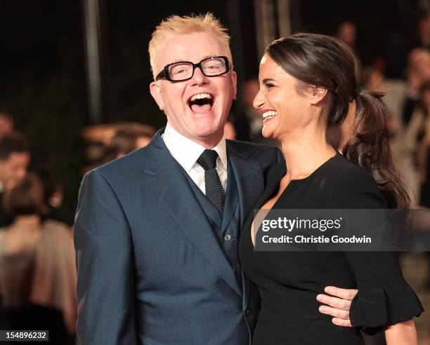 Chris Evans and Natasha Shishmanian attend the Royal World Premiere of 'Skyfall' at Royal Albert Hall on October 23, 2012 in London, England.