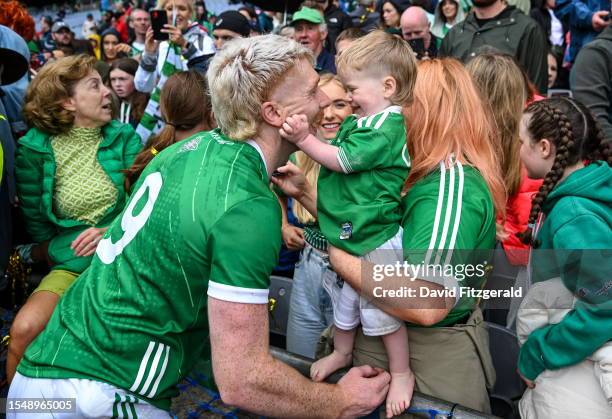 Dublin , Ireland - 23 July 2023; Cian Lynch of Limerick with his nephew Ché after the GAA Hurling All-Ireland Senior Championship final match between...