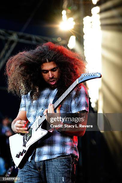 Claudio Sanchez, lead singer of Coheed and Cambria, performs during the 2012 Voodoo Experience at City Park on October 28, 2012 in New Orleans,...