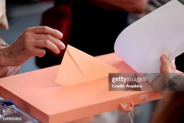 Citizens cast their votes for the general election at a polling station in Madrid, Spain on July 23, 2023.