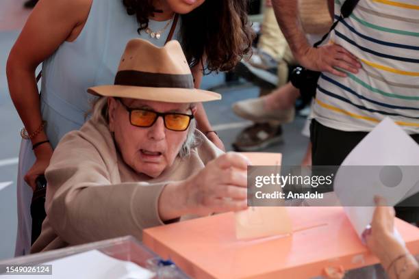 Citizens cast their votes for the general election at a polling station in Madrid, Spain on July 23, 2023.