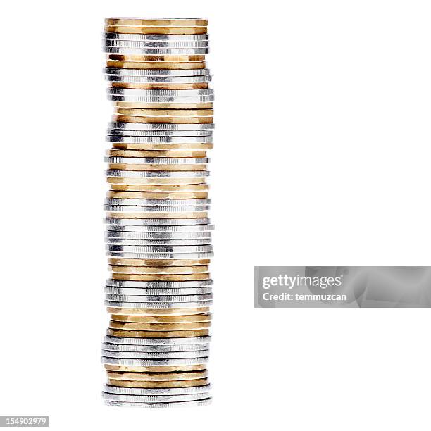 isolated picture of a stack of coins - canadian money stock pictures, royalty-free photos & images