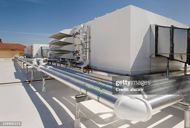 hvac unit for large building - chillar stock pictures, royalty-free photos & images