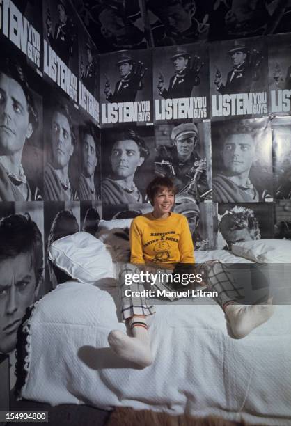 Paris, November 1967, Venue of the United States, fashion posters arrived in France, Haydee POLITOFF, star of the film 'The Collector' is one of the...