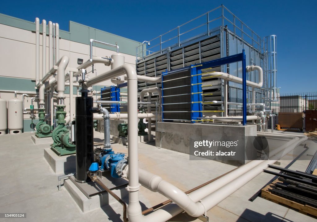Chiller tower with pumps.