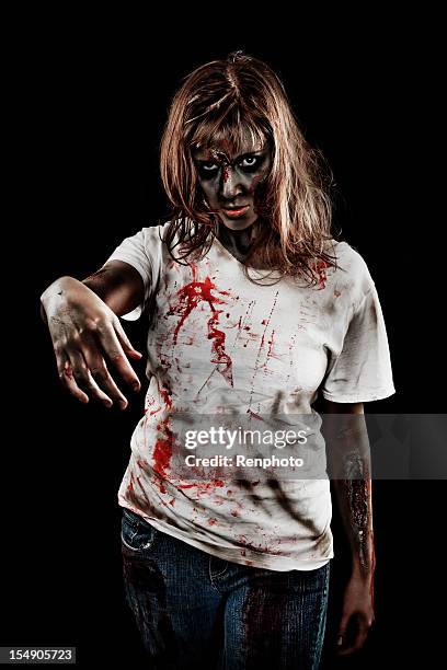 zombie chica - zombie makeup fotografías e imágenes de stock