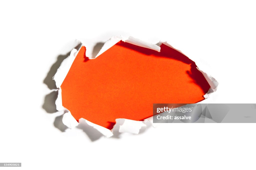 Hole in torn paper