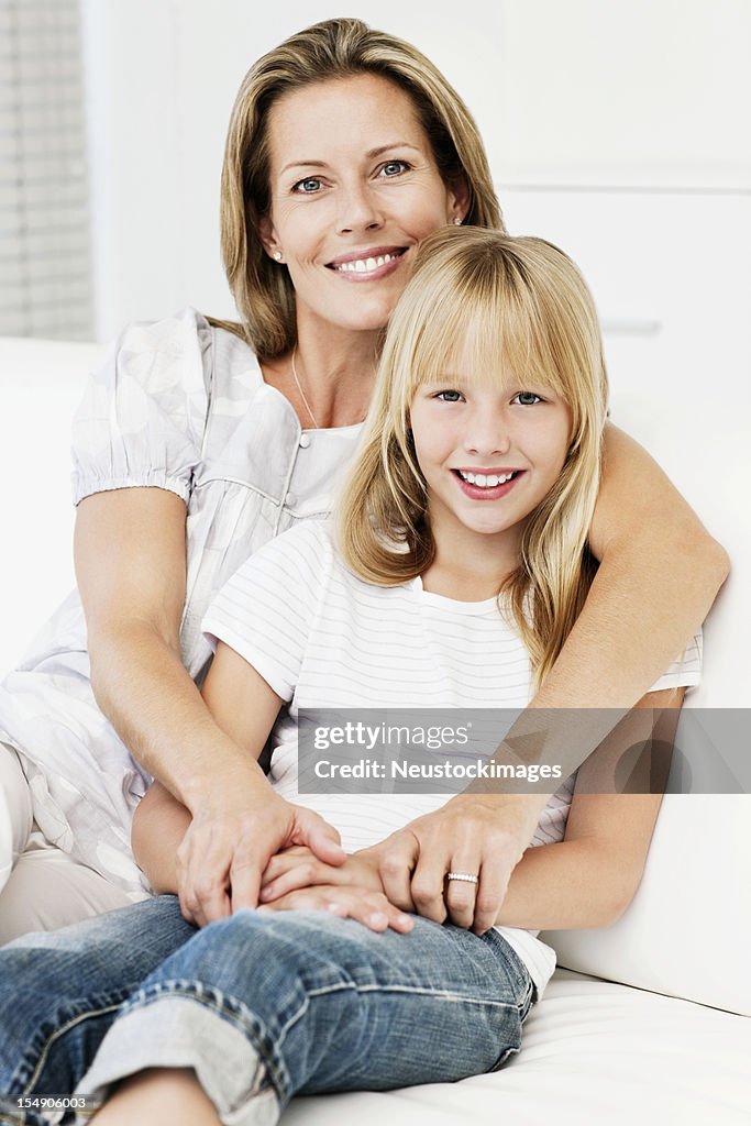 Mother and Daughter Portrait on a Couch