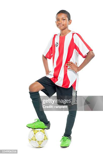 teenage soccer player - isolated - child portrait studio stock pictures, royalty-free photos & images