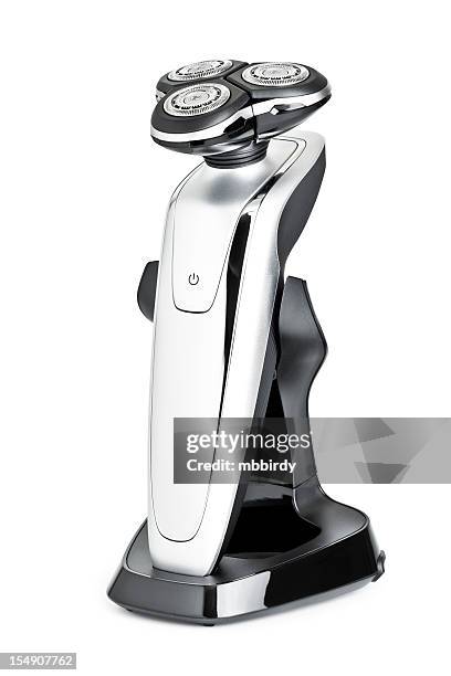 máquina de afeitar eléctrica, aislado en blanco, con trazado de recorte - maquinilla de afeitar imágenes fotografías e imágenes de stock
