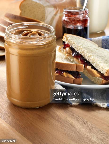 recipiente con un sándwich de mantequilla de maní - peanut butter and jelly sandwich fotografías e imágenes de stock