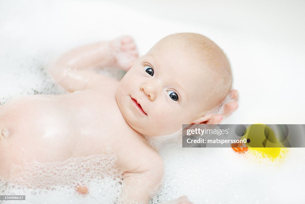 Newborn baby - bath time fun