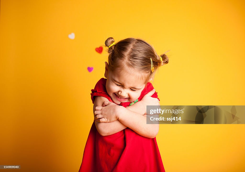 Great Big Valentine Hug, Cute Girl Hugging Herself