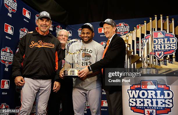 Manager Bruce Bochy, Senior Vice President and General Manager Brian Sabean, MVP Pablo Sandoval and Laurence M. Baer President and Chief Executive...