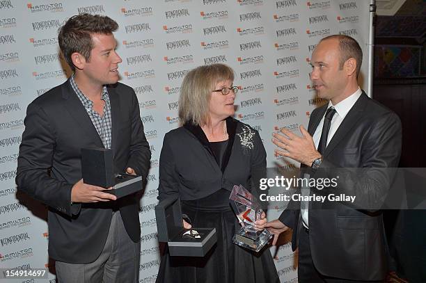 Personality Ben Lyons, Hamilton Watches CEO Sylvain Dolla and Production Designer Sharon Seymour attend The 6th Annual Hamilton Behind The Camera...