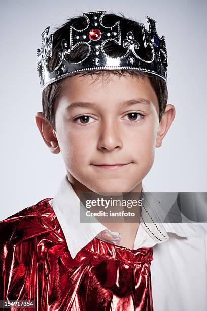 children dressed as  a king. - golden boy stock pictures, royalty-free photos & images