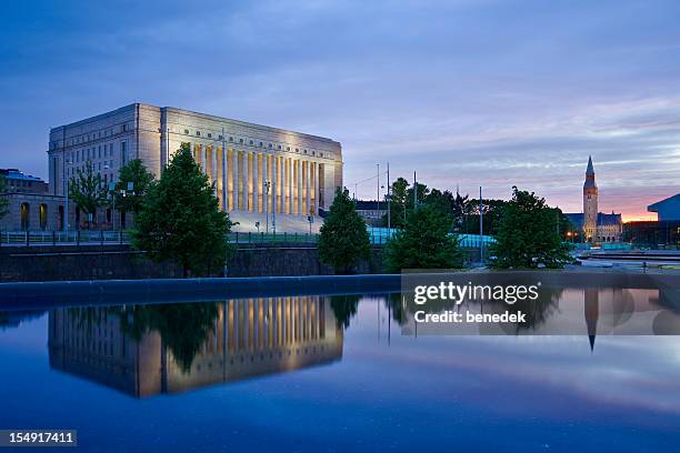 helsinki finland parliament of finland and the national museum - parliament building stockfoto's en -beelden