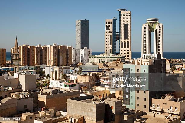 tripoli skyline, libya - african cityscape stockfoto's en -beelden